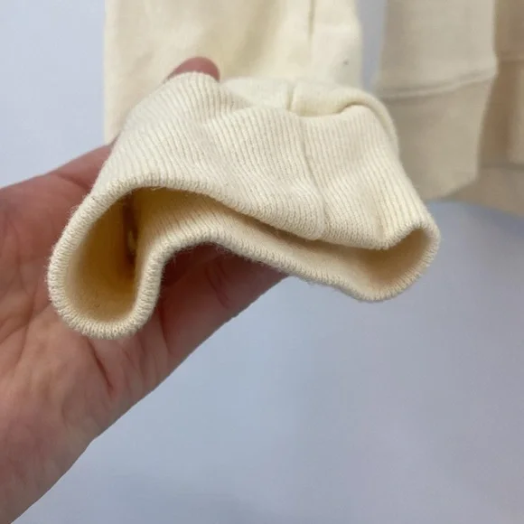 Cream Ruffle Trim Long Sleeve Sweater Top Dress up or down Size S 100% Cotton - Picture 4 of 12